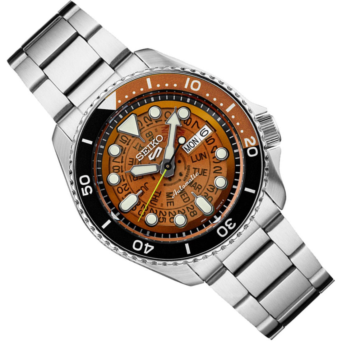 Seiko 5 Sports Time Sonar Brown Transparent Skeleton Dial Watch SRPJ47 SRPJ47K1 SRPJ47K -Seiko