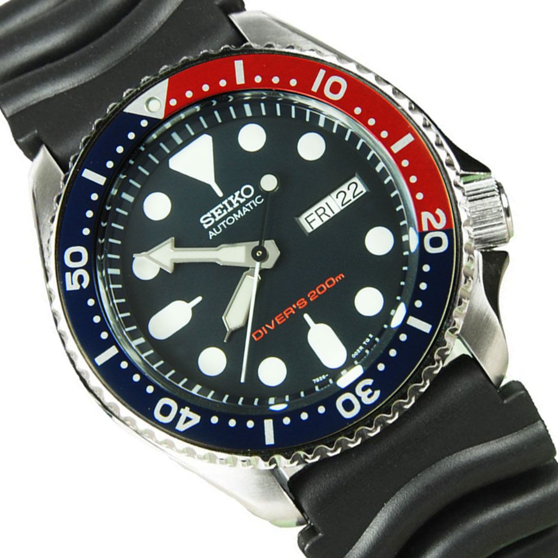 Seiko Automatic SKX009K1 SKX009 Divers Blue Dial Rubber Strap Watch -Seiko