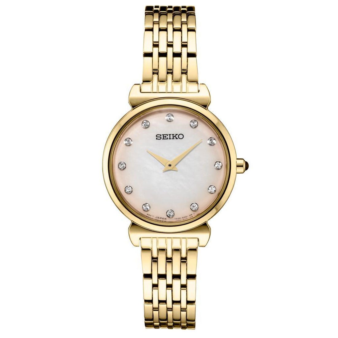 Seiko Gold Womens Diamond Accent Watch SFQ802P1 SFQ802 SFQ802P -Seiko