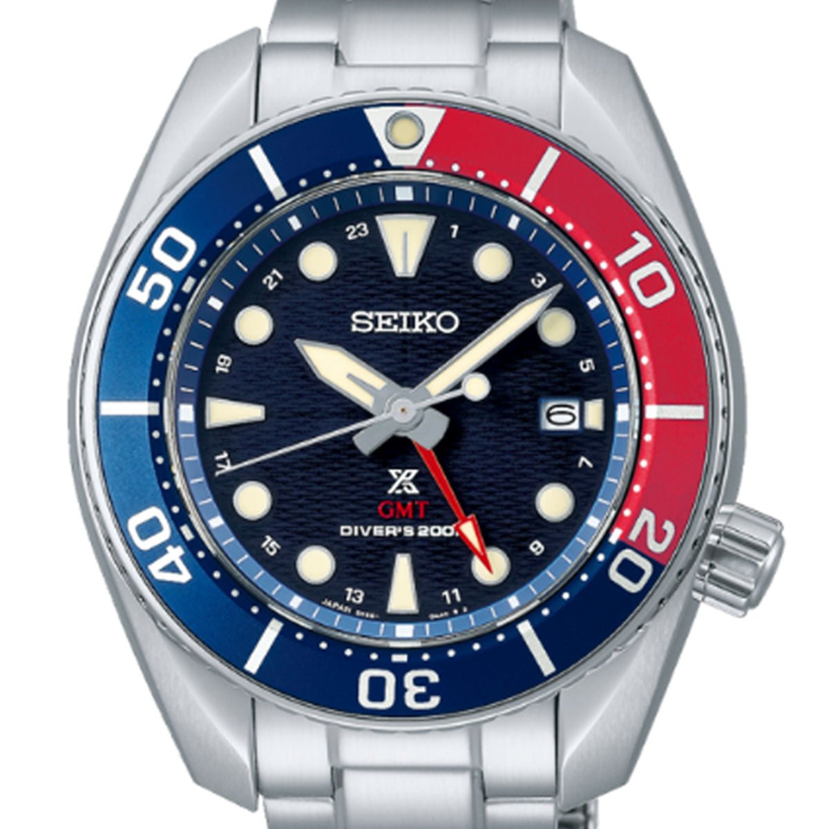 Seiko JDM Prospex GMT Sumo Solar Pepsi Bezel Divers 200m Watch SBPK005 -Seiko