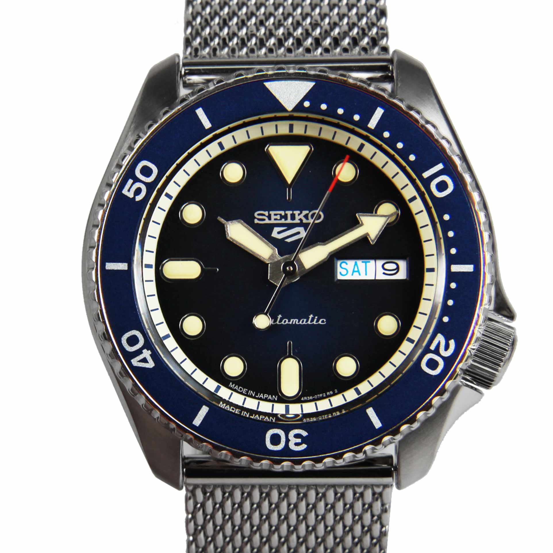 Seiko JDM SBSA015 Mesh Stainless Steel Blue Dial Watch -Seiko