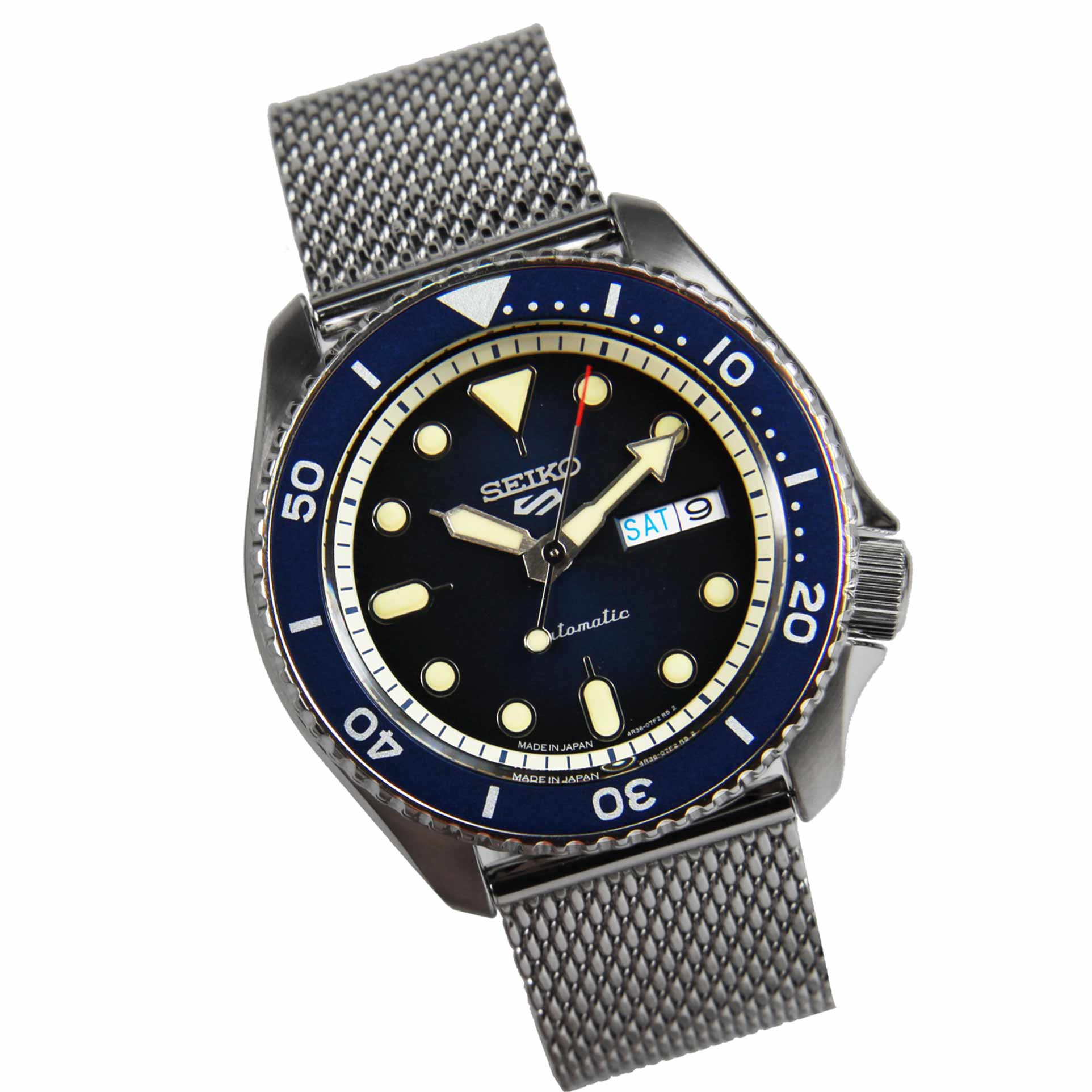 Seiko JDM SBSA015 Mesh Stainless Steel Blue Dial Watch -Seiko