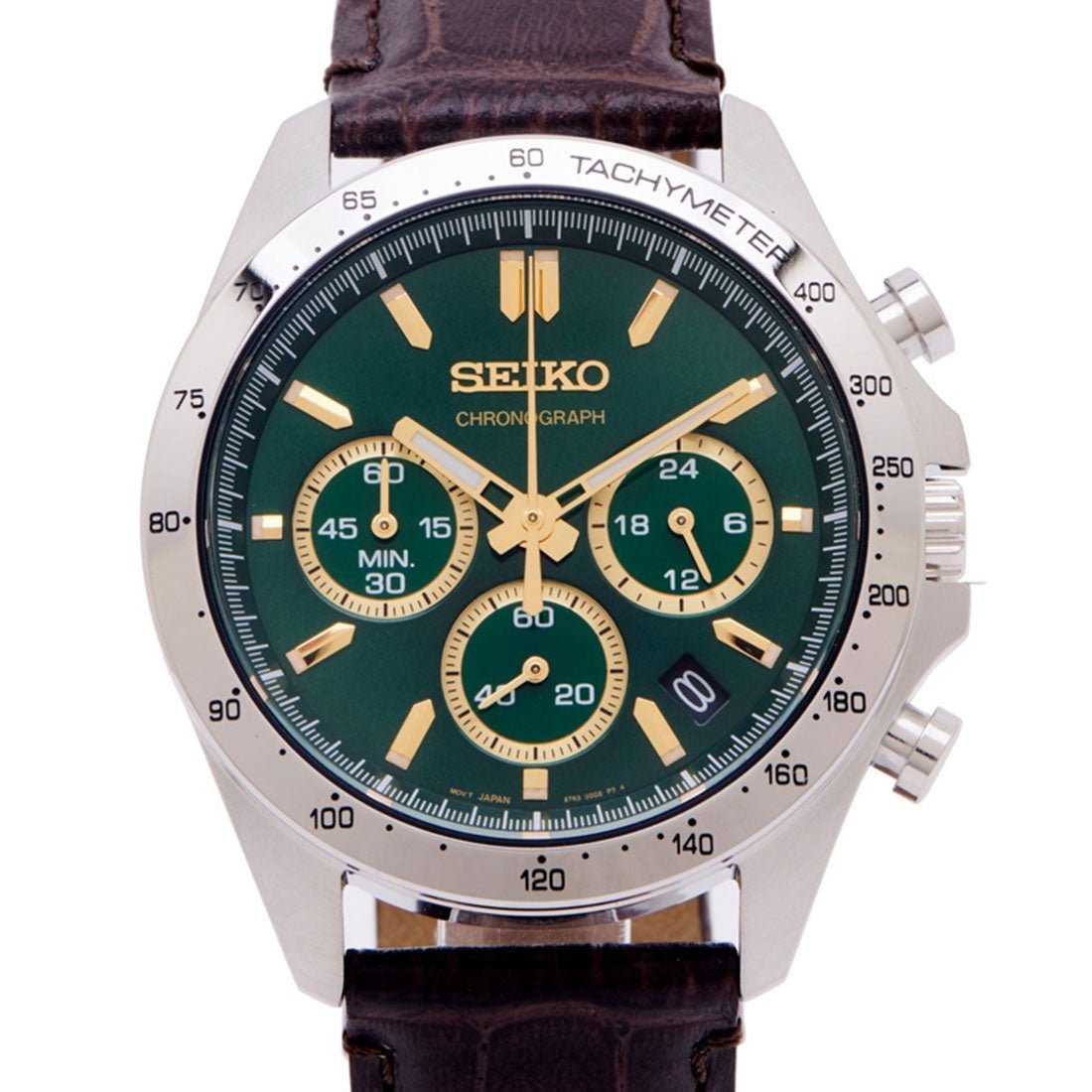 Seiko JDM Spirit Selection SBTR017 Green Dial Chronograph Quartz Mens Leather Watch -Seiko