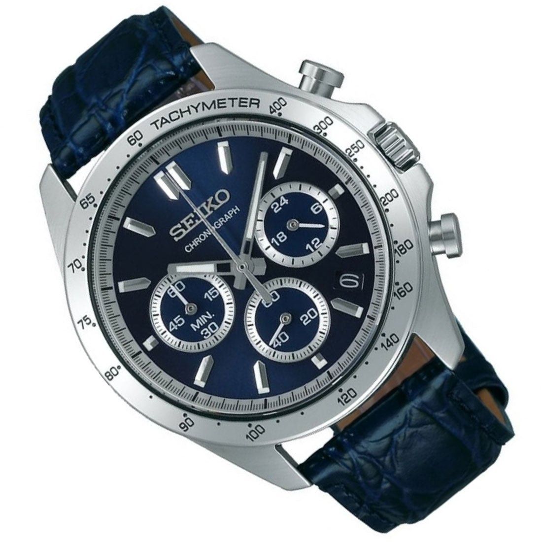 Seiko JDM Spirit Selection SBTR019 Blue Dial Chronograph Quartz Mens Leather Watch -Seiko