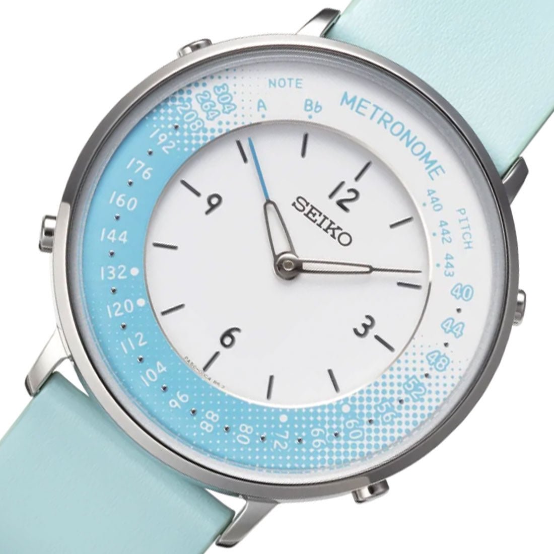 Seiko Metronome Blue White SMW004B Leather Casual Unisex Quartz Watch -Seiko