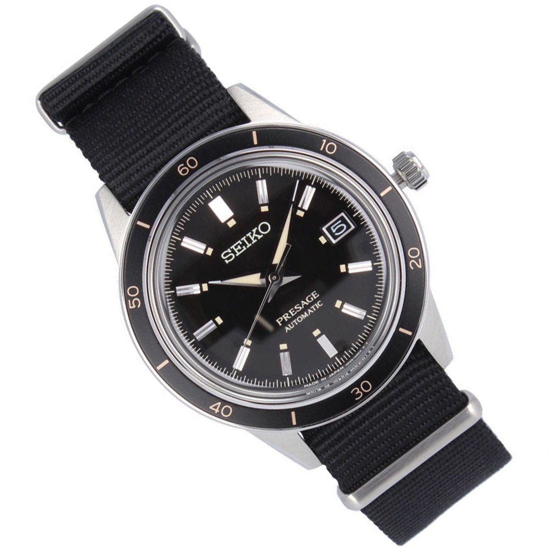Seiko Presage Style 60s Black Nylon SRPG09J1 SRPG09 SRPG09J Japan Watch -Seiko
