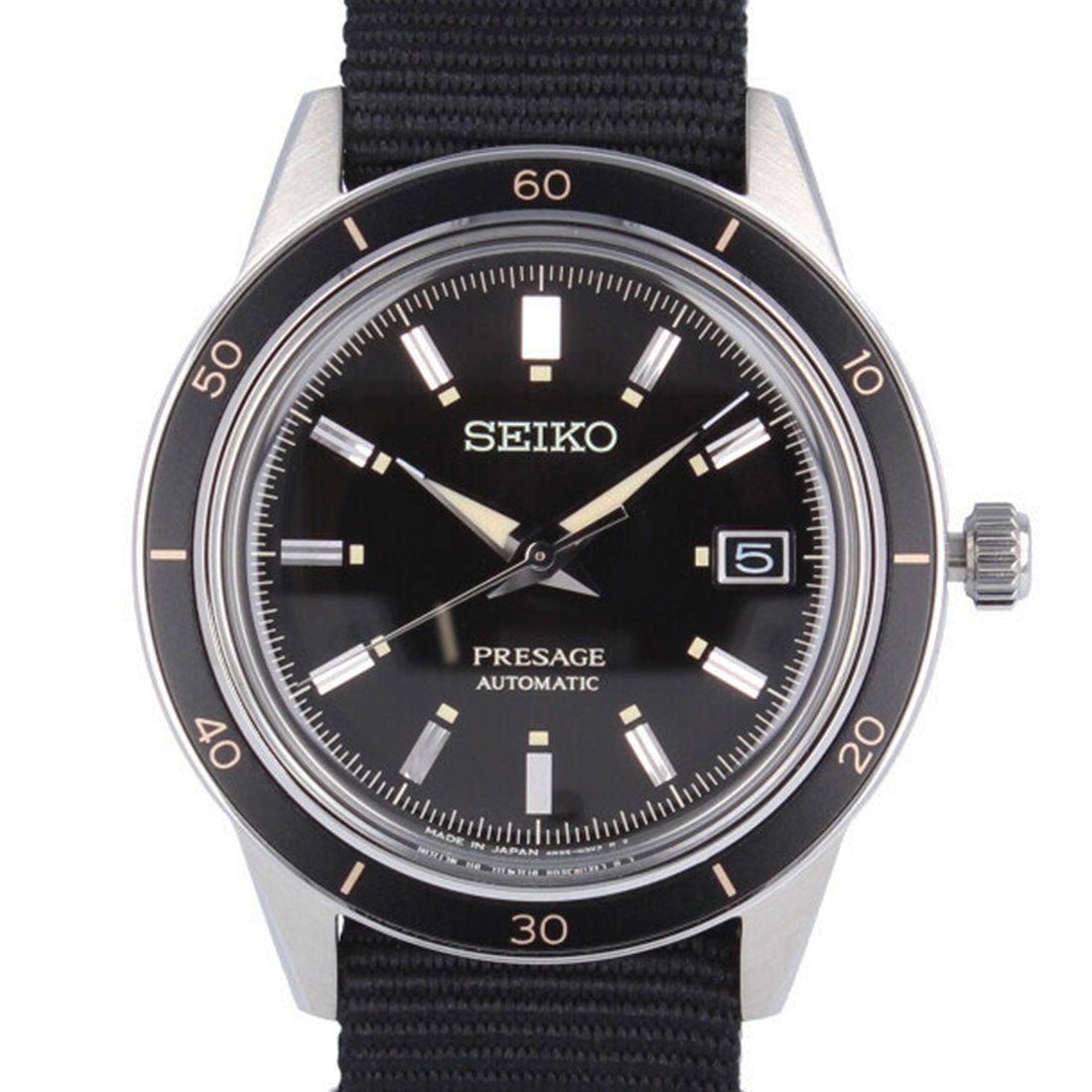 Seiko Presage Style 60s Black Nylon SRPG09J1 SRPG09 SRPG09J Japan Watch -Seiko