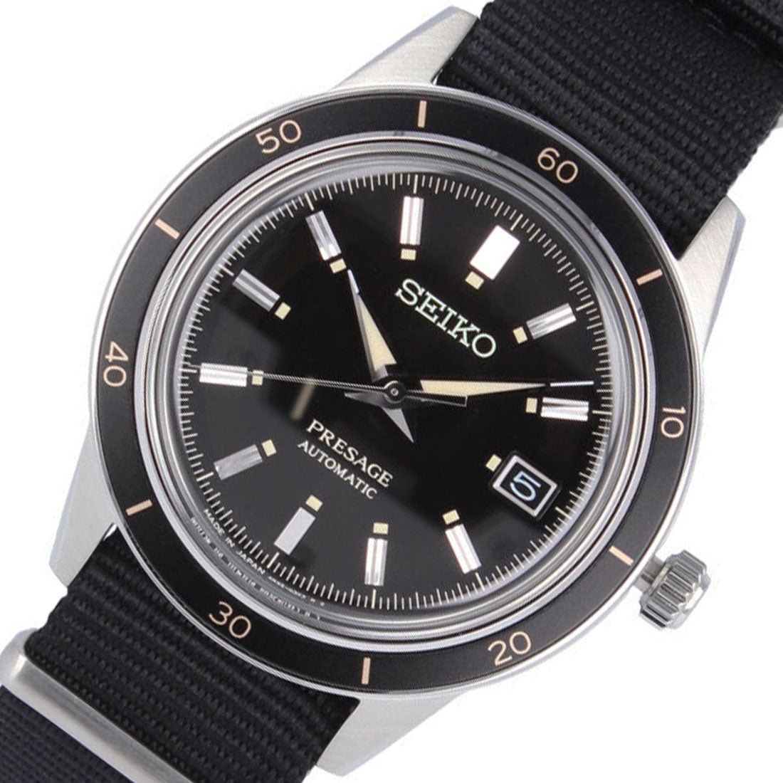 Seiko Presage Style 60s Black Nylon SRPG09J1 SRPG09 SRPG09J Japan Watch -Seiko