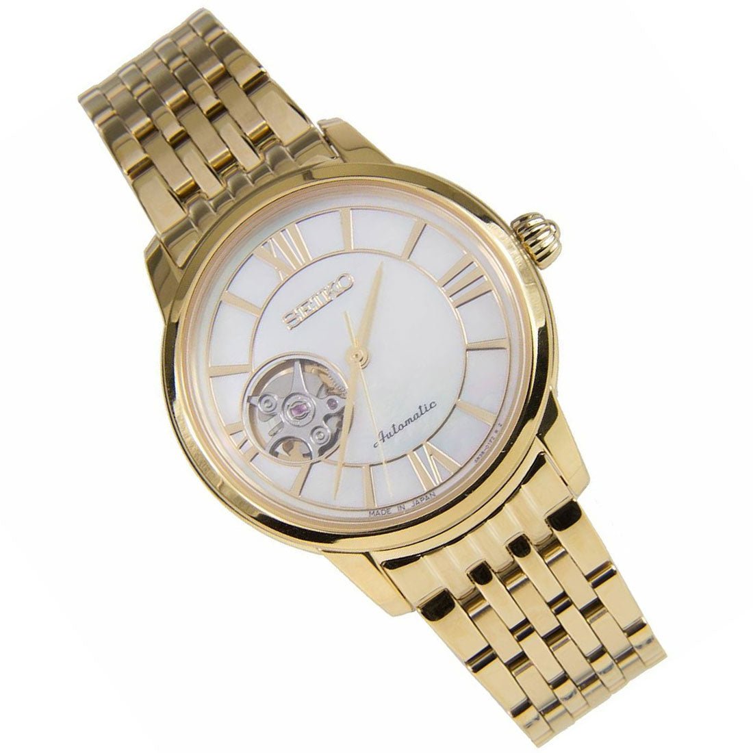 Seiko Presage Womens Gold SSA850J1 SSA850 SSA850J Open Heart Watch -Seiko
