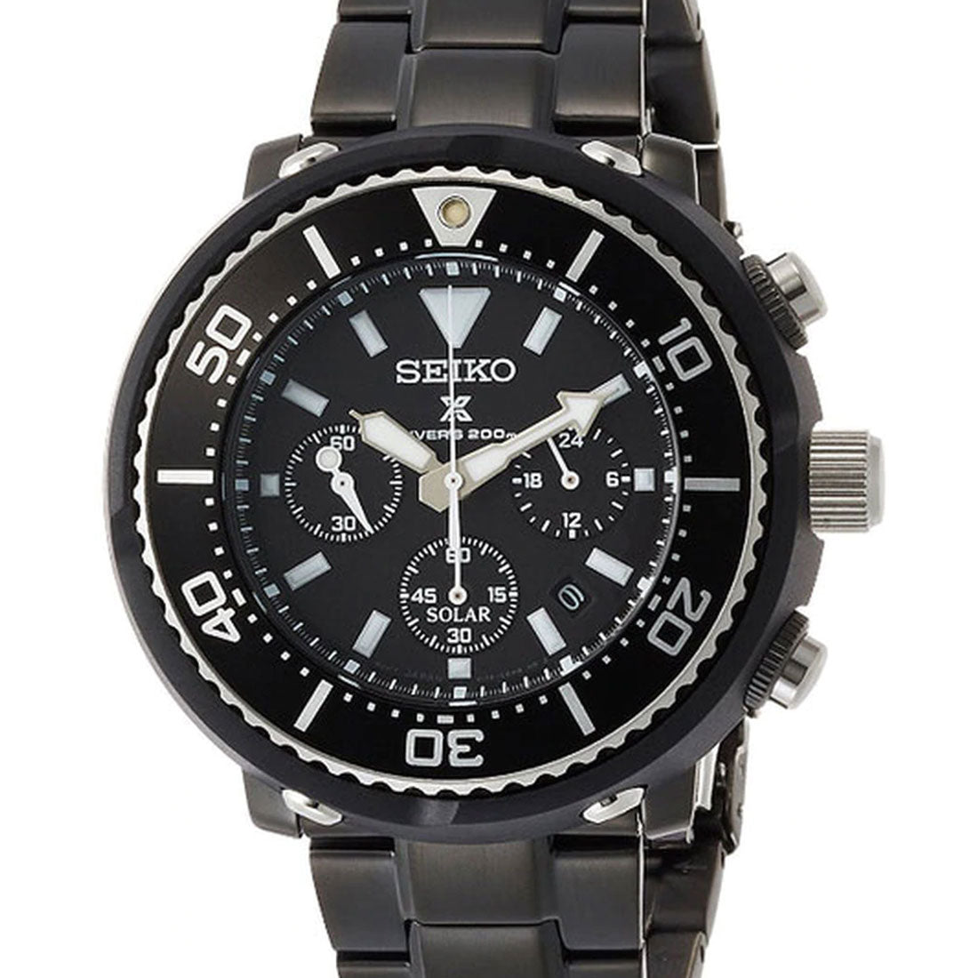 Seiko Prospex JDM SBDL035 Solar Chronograph Black Dial Mens Watch -Seiko