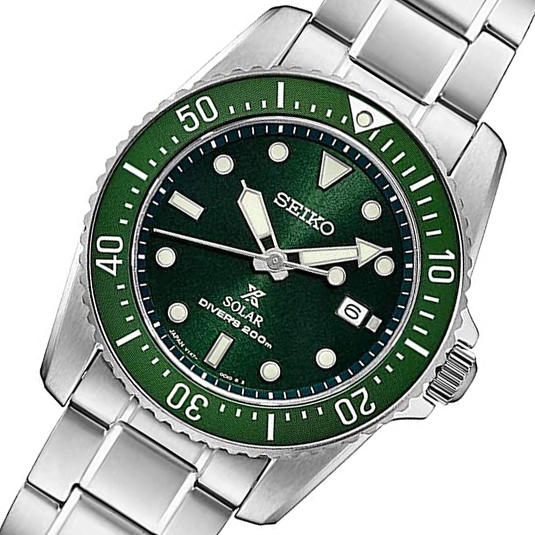 Seiko Prospex Solar SNE583P1 SNE583 SNE583P Green Dial Divers Watch -Seiko