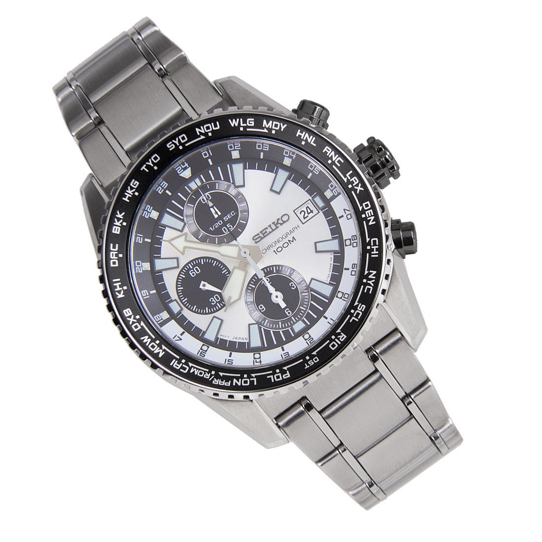 Seiko Quartz Chronograph SNDD13P1 SNDD13 World Time Converting Watch -Seiko