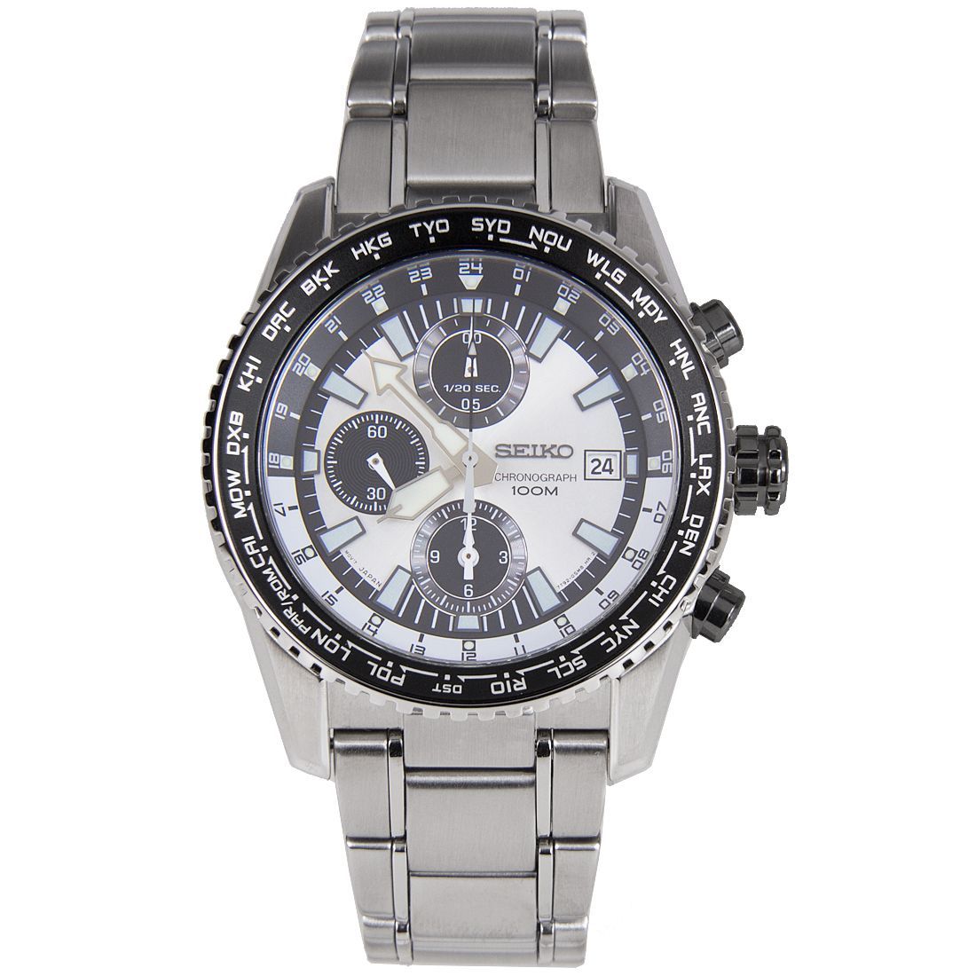 Seiko Quartz Chronograph SNDD13P1 SNDD13 World Time Converting Watch -Seiko