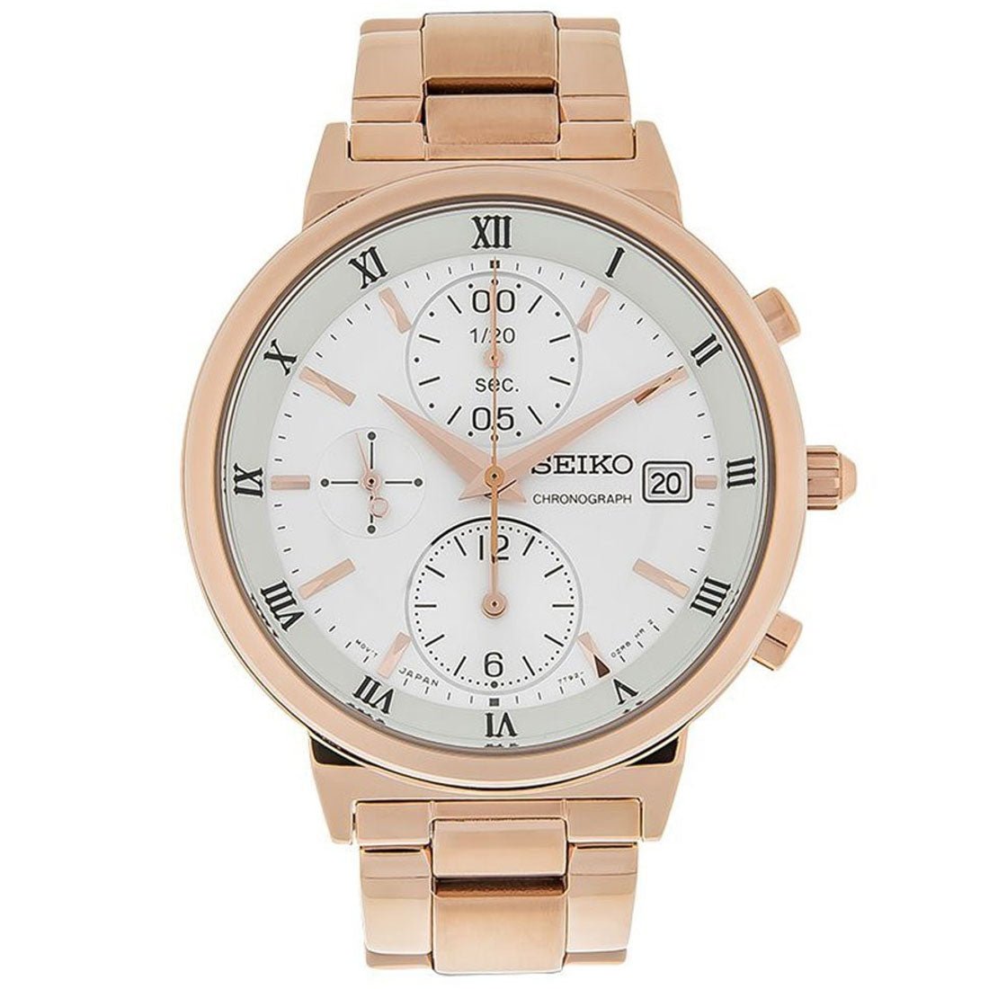 Seiko Rose Gold Womens SNDV34P1 SNDV34 SNDV34P Chrono Watch -Seiko