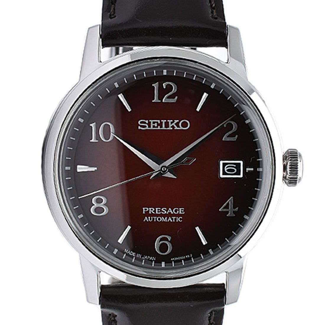 Seiko SARY163 Presage JDM Cocktail Time Maroon Dial Leather Watch -Seiko