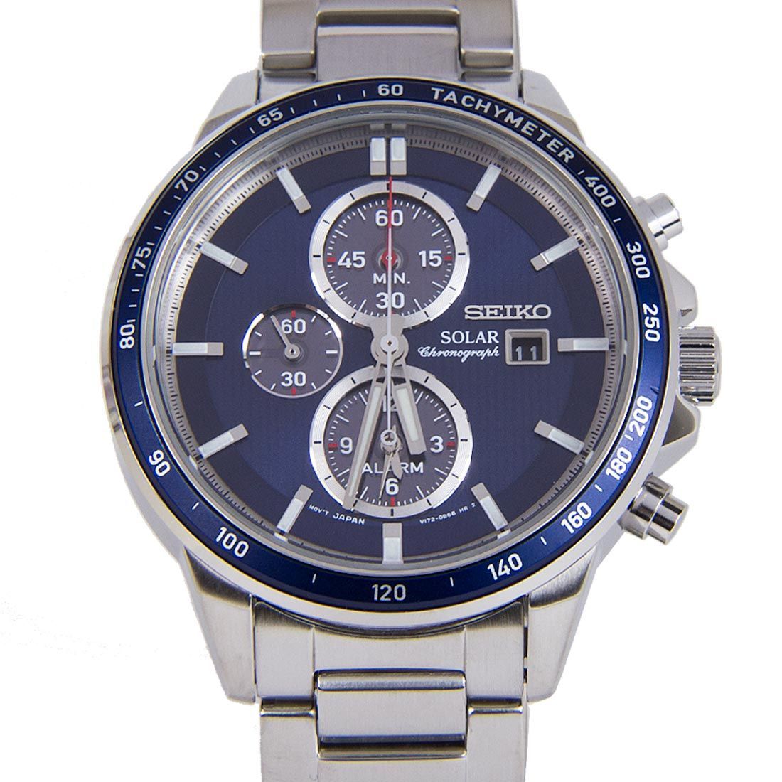 Seiko Solar SSC431P1 SSC431 Blue Dial Chronograph Alarm Watch -Seiko