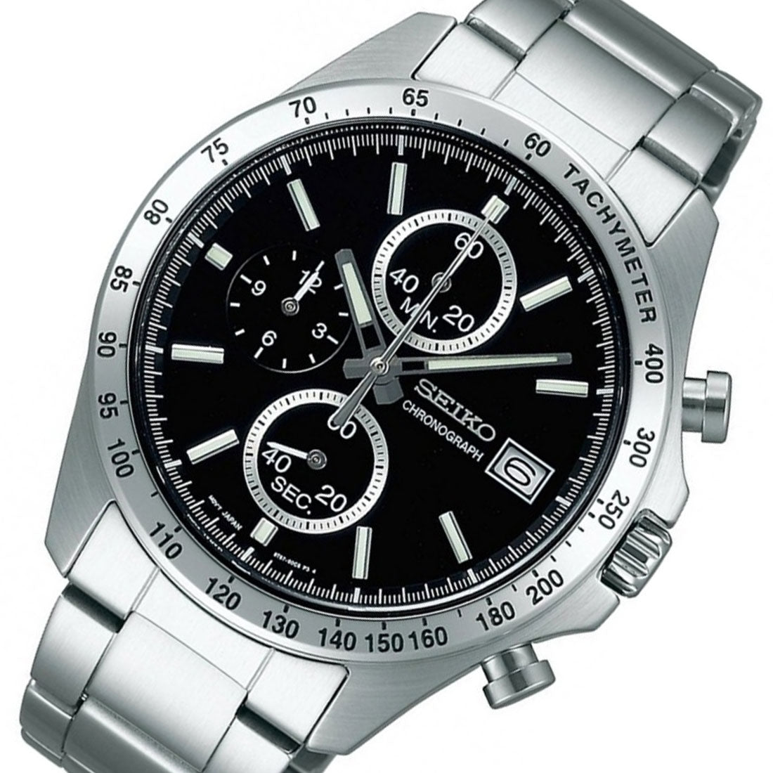Seiko Spirit JDM Selection Chronograph SBTR005 Black Dial Quartz Stainless Steel Watch -Seiko