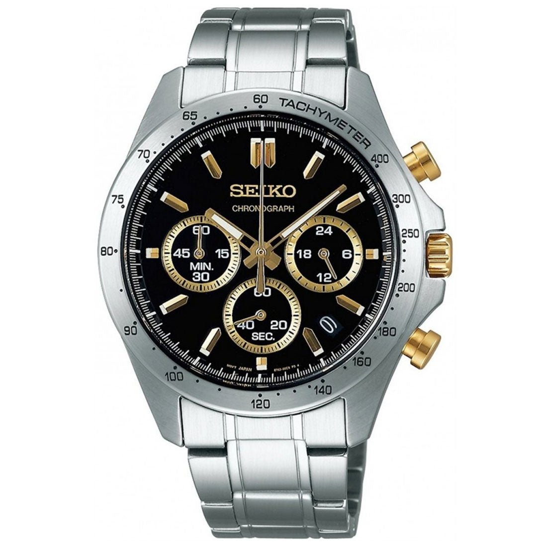 Seiko Spirit JDM Selection SBTR015 Black Gold Dial Chronograph Quartz Mens Watch -Seiko