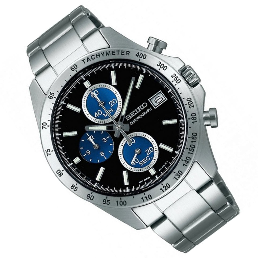 Seiko Spirit SBTR003 JDM Selection Black Blue Dial Chronograph Quartz Stainless Steel Watch -Seiko