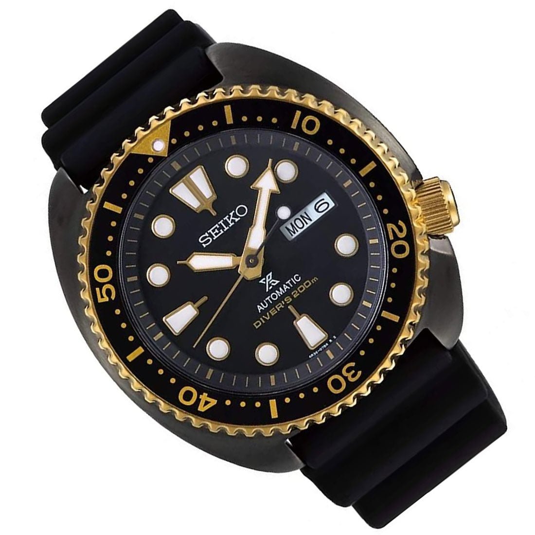Seiko SRPD46 SRPD46K1 SRPD46K Black Gold Turtle Diving Prospex Watch -Seiko