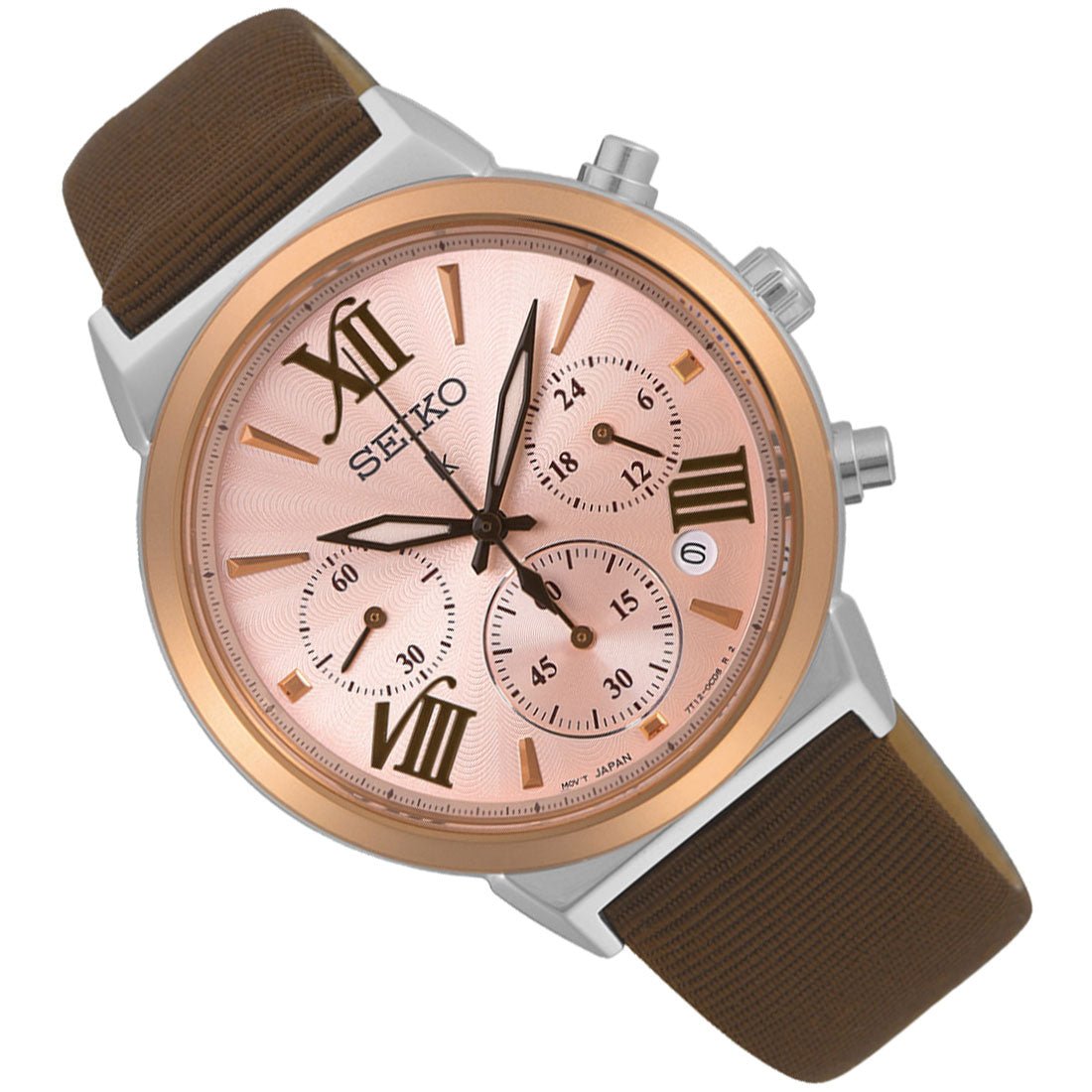 Seiko Womens Lukia Leather SRWZ68 SRWZ68P1 SRWZ68P Chronograph Fashion Watch -Seiko