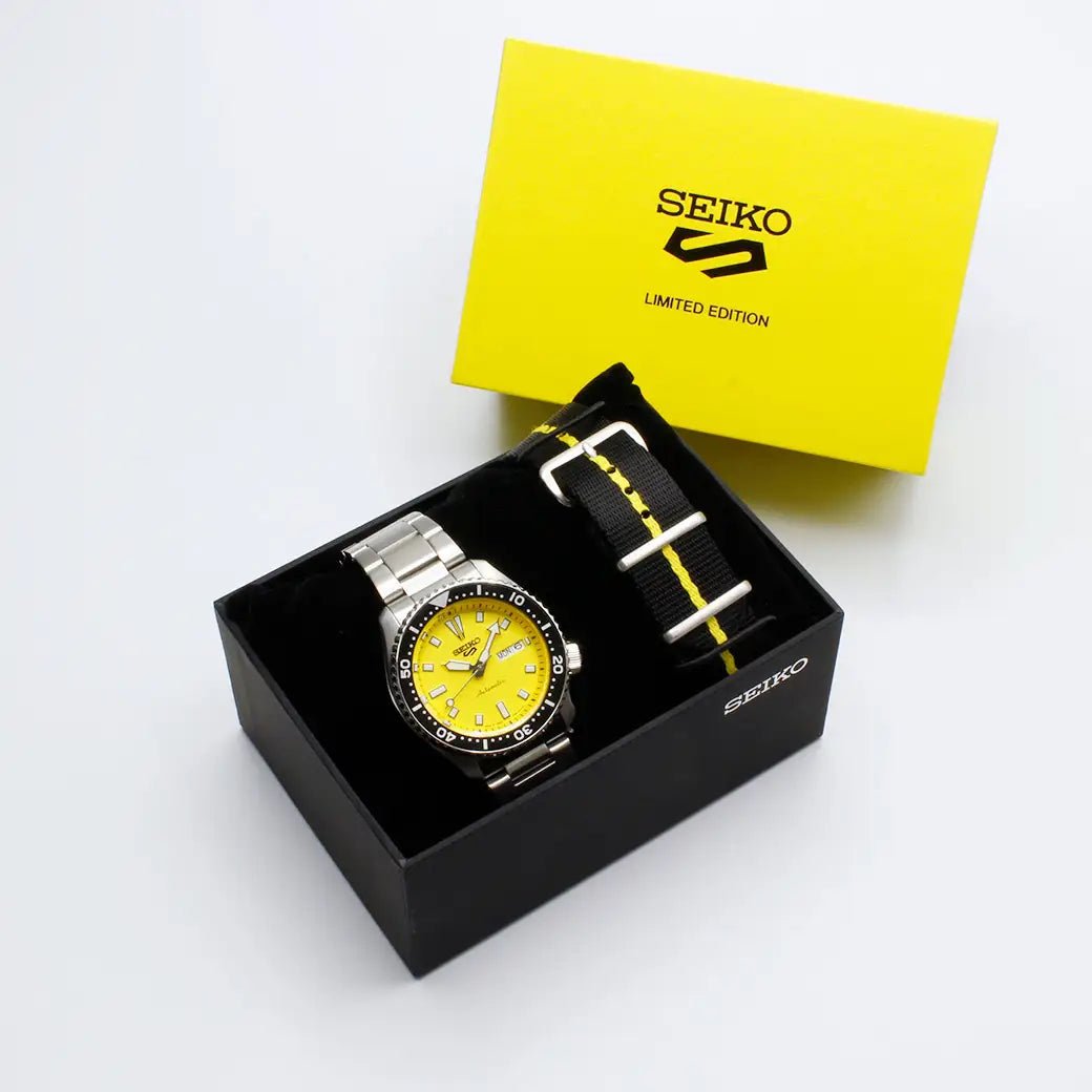 SEIKO 5 SPORTS ON TIME MOVE SBSA193 YELLOW DIAL LIMITED EDITION MECHANICAL WATCH (JDM) - StrapSeeker