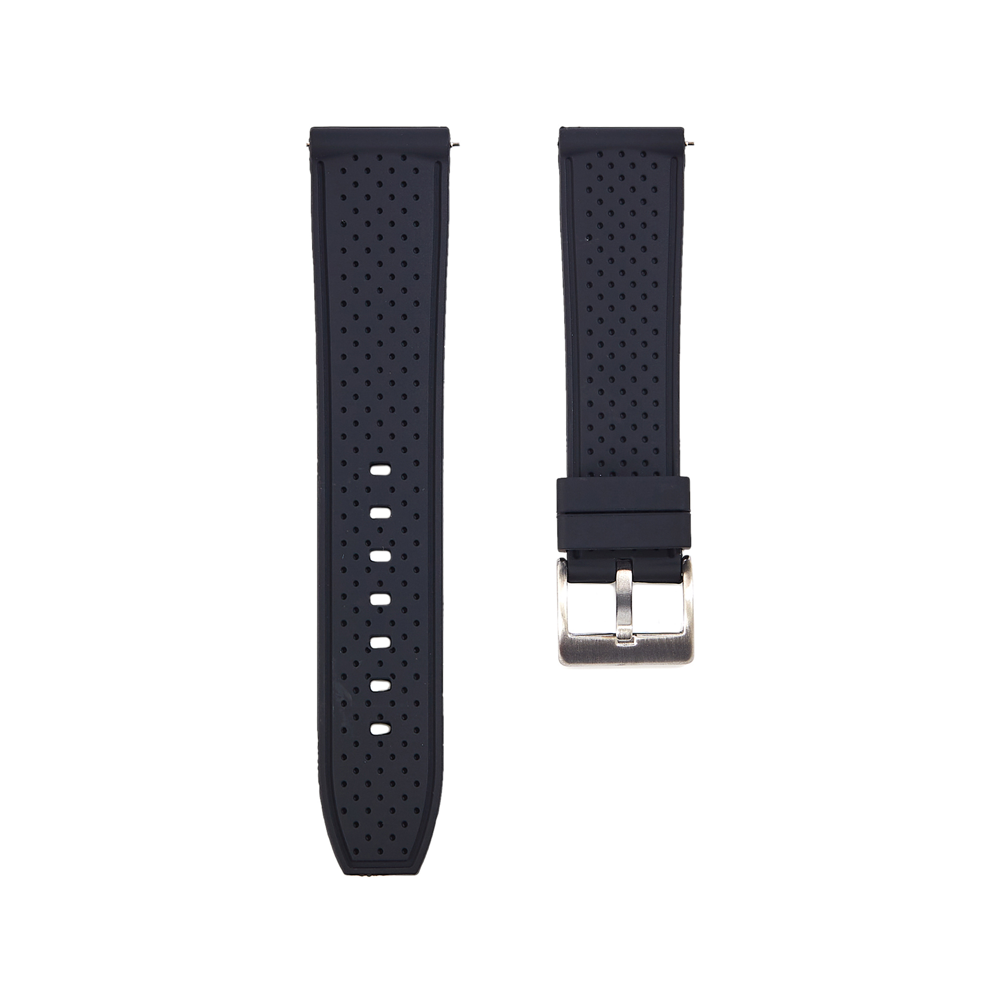Perforated Stitch Soft Silicone Strap - Quick-Release - Black with No Stitch (2401)