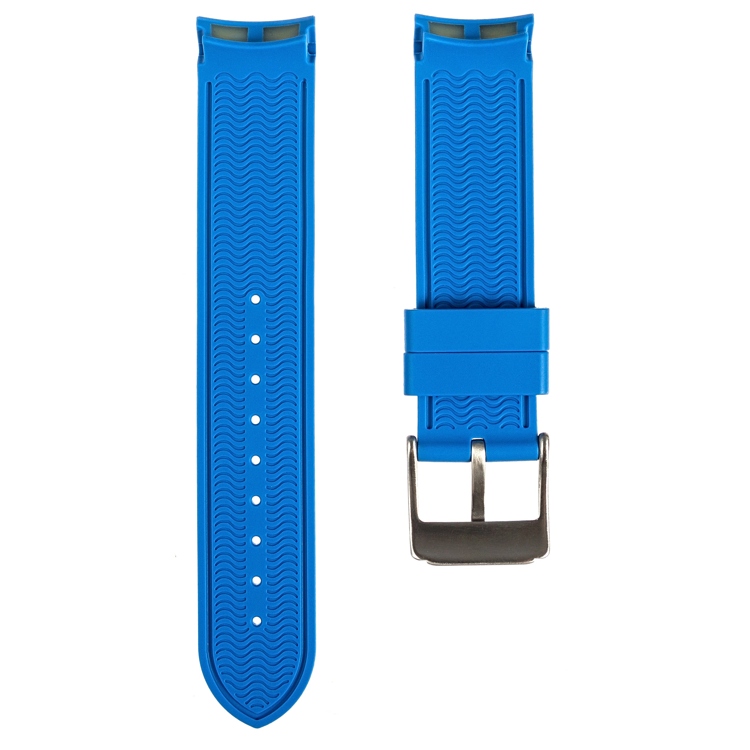 Paramount Curved End Premium Silicone Strap - Compatible with Omega Moonwatch- Azure (2404)