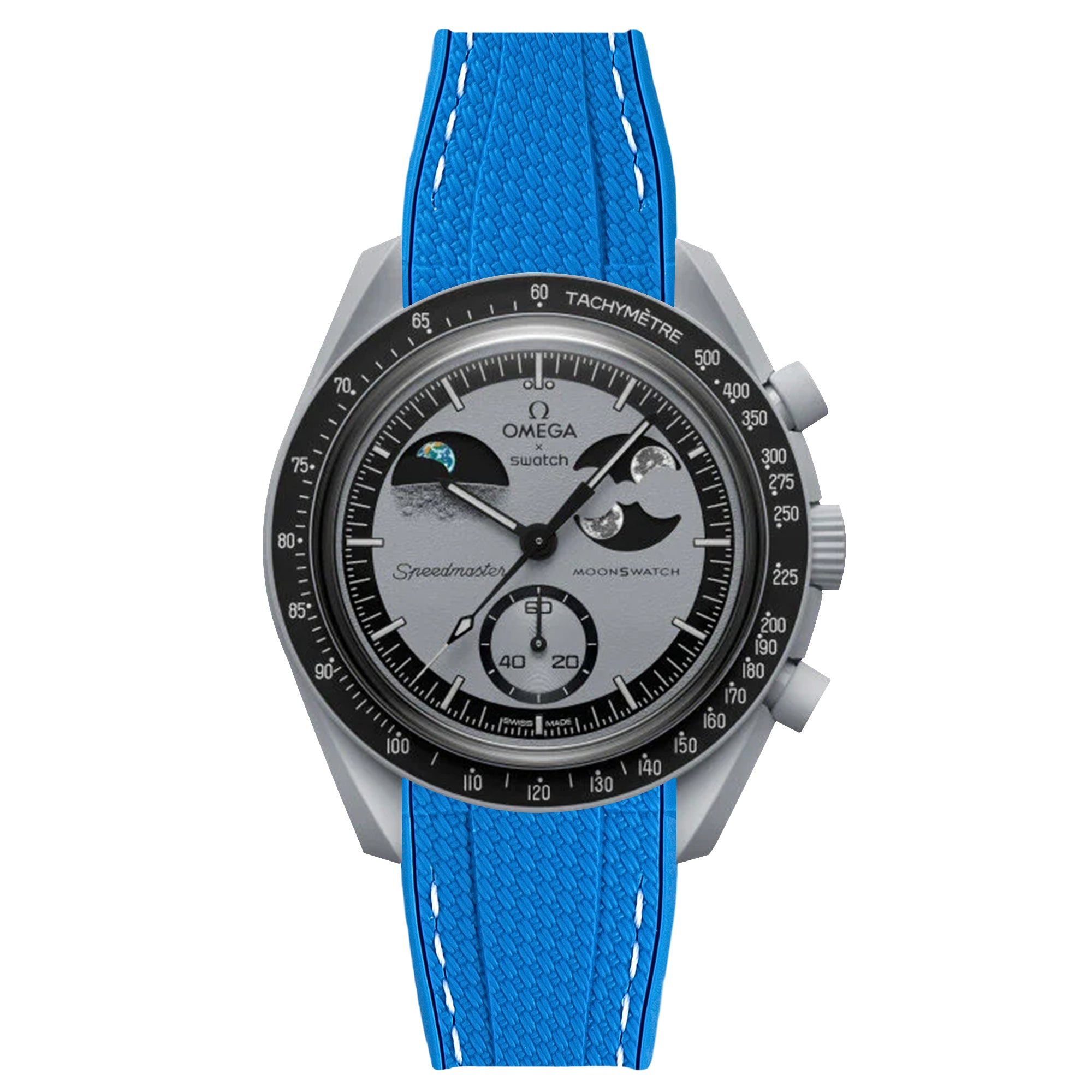 Textured Curved End Rubber Strap for Omega x Swatch Moonswatch