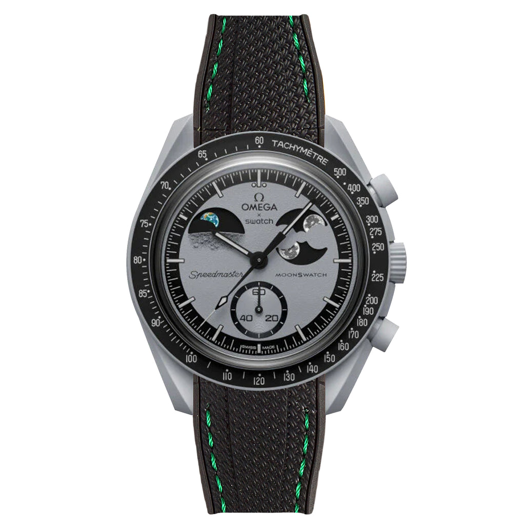 Textured Curved End Rubber Strap for Omega x Swatch Moonswatch 
