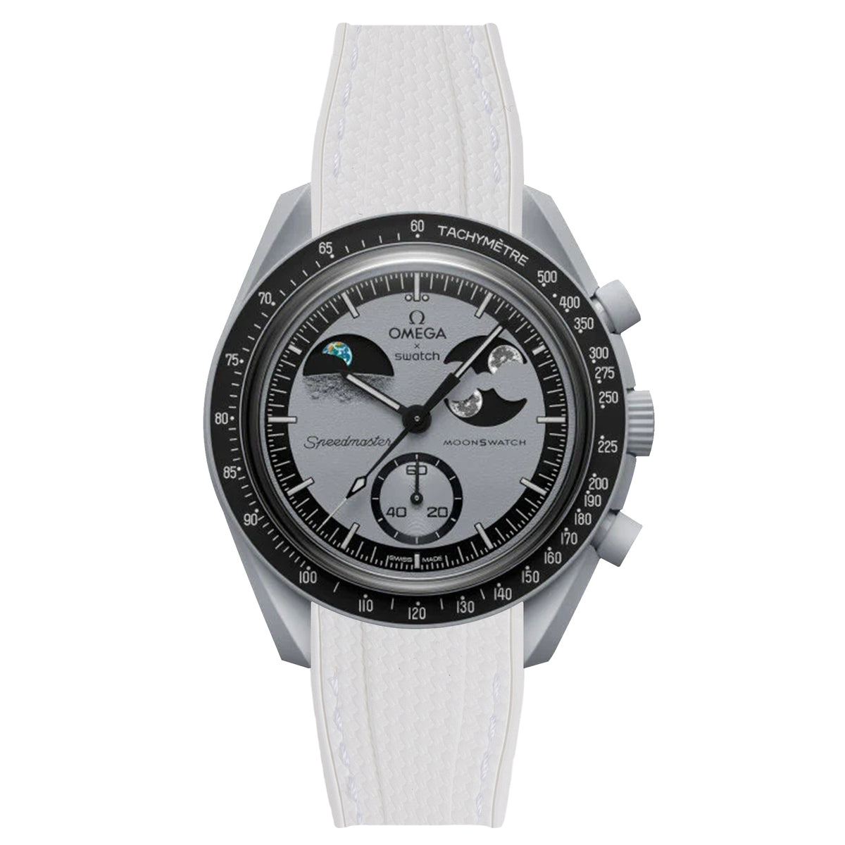 Textured Curved End Rubber Strap for Omega x Swatch Moonswatch 