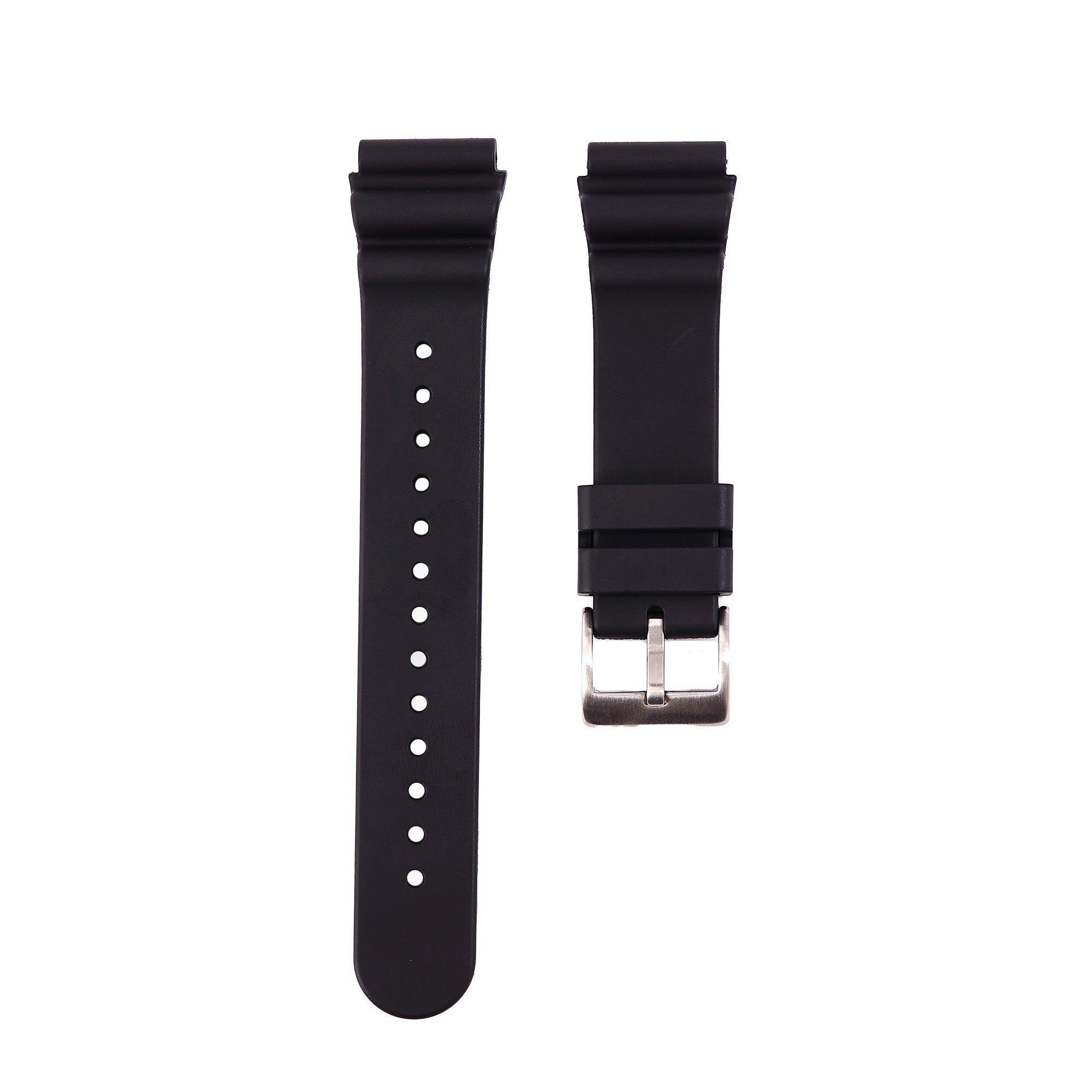 Wave FKM Rubber Strap-Compatible with Seiko Watches-Black (2413)