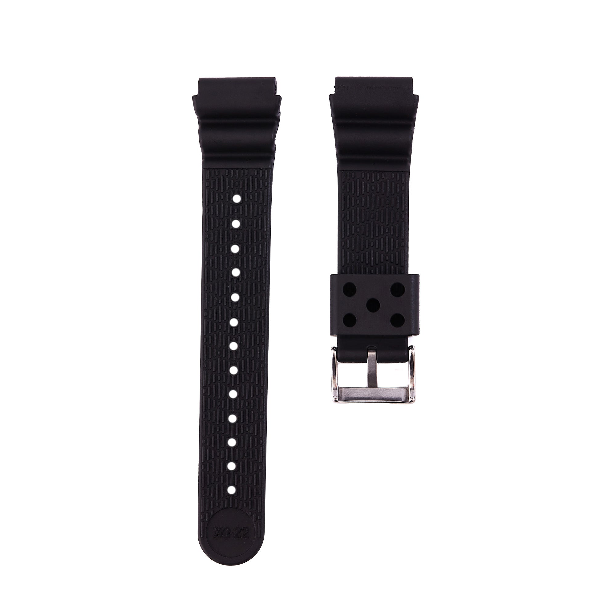 Wave FKM Rubber Strap-Compatible with Seiko Watches-Black (2413)