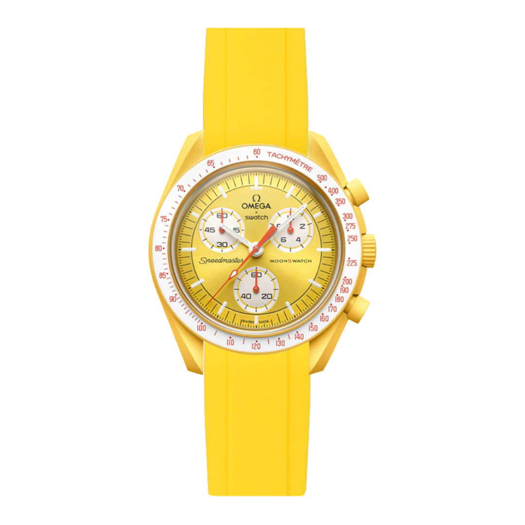 Curved End Soft Silicone Strap - Compatible with Omega x Swatch – Yellow (2418)
