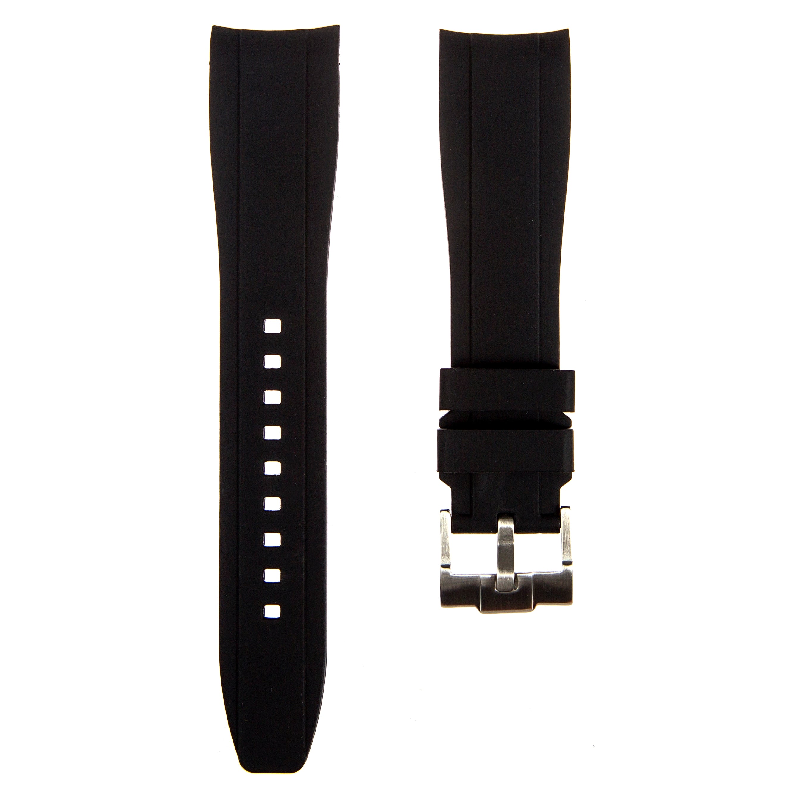 Curved End Soft Silicone Strap – Black (2418)