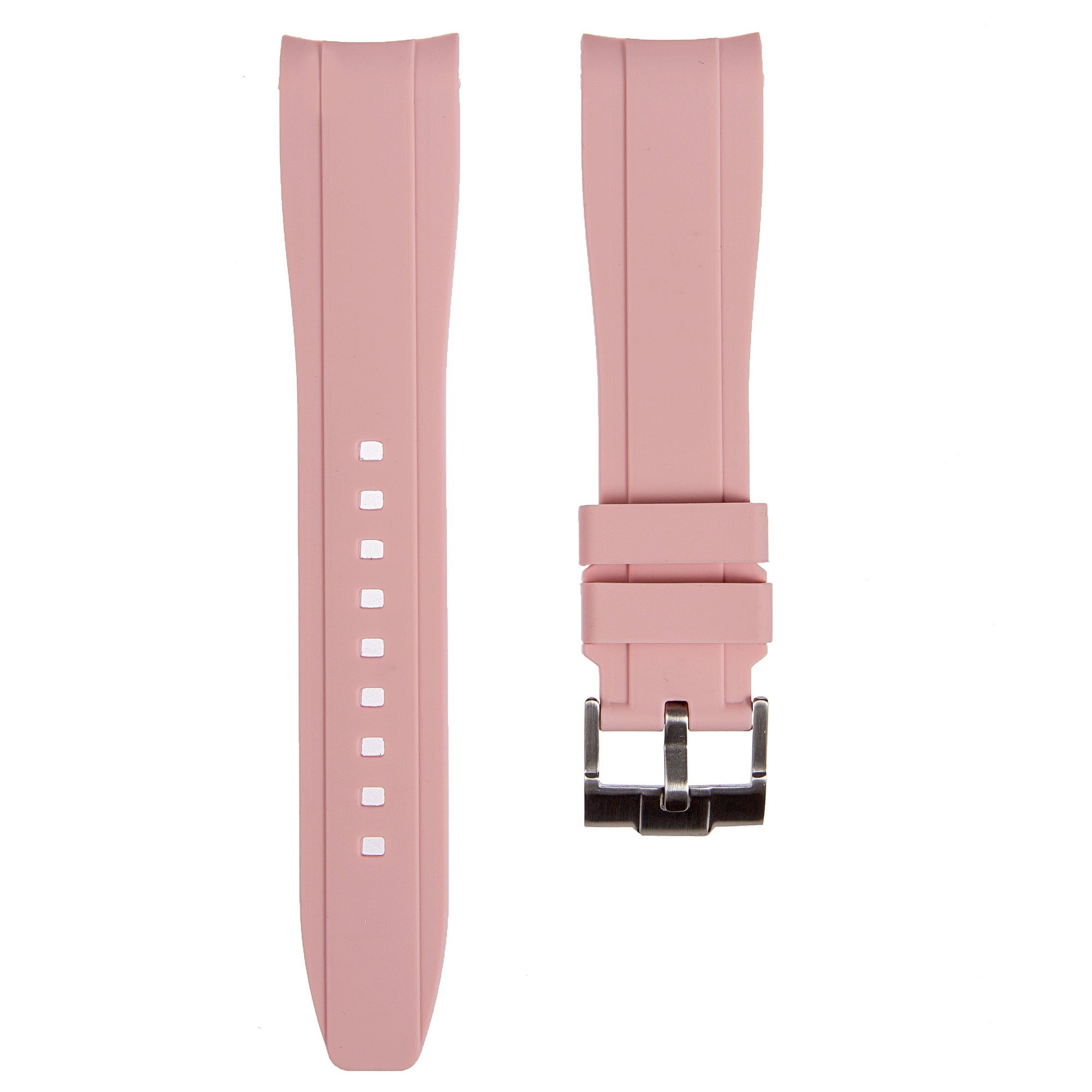Curved End Soft Silicone Strap - Compatible with Rolex Submariner – Light Pink (2418)