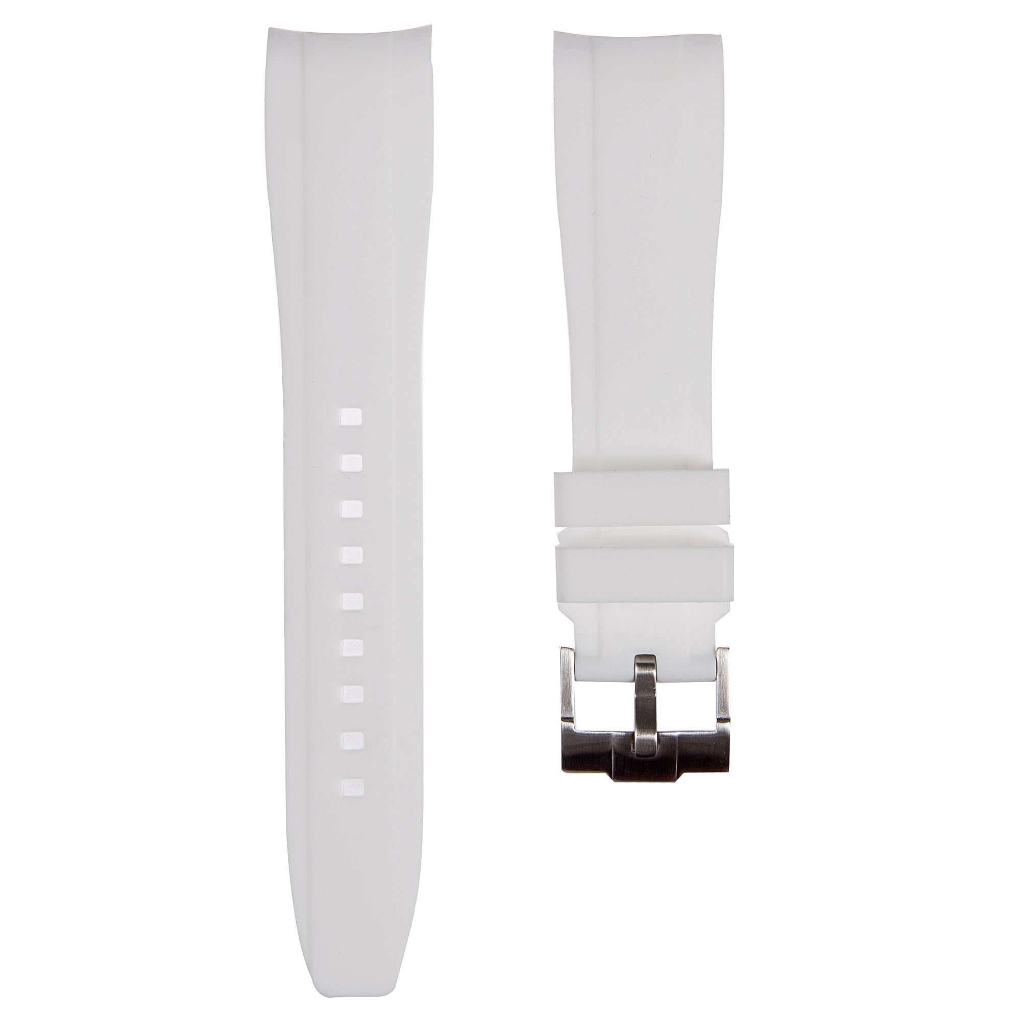 Curved End Soft Silicone Strap - Compatible with Rolex Submariner – White (2418)