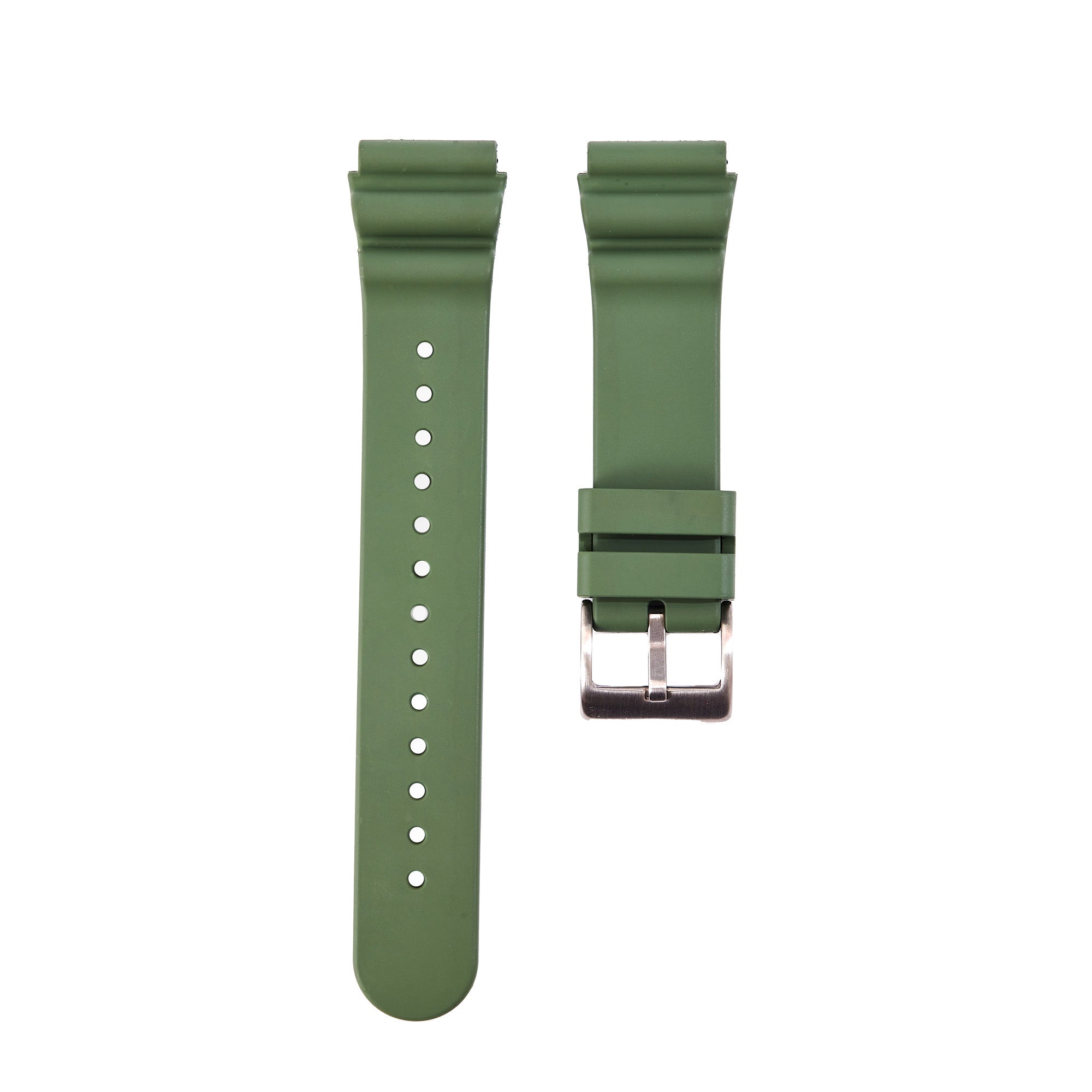 Wave FKM Rubber Strap-Compatible with Seiko Watches-Army Green (2413)