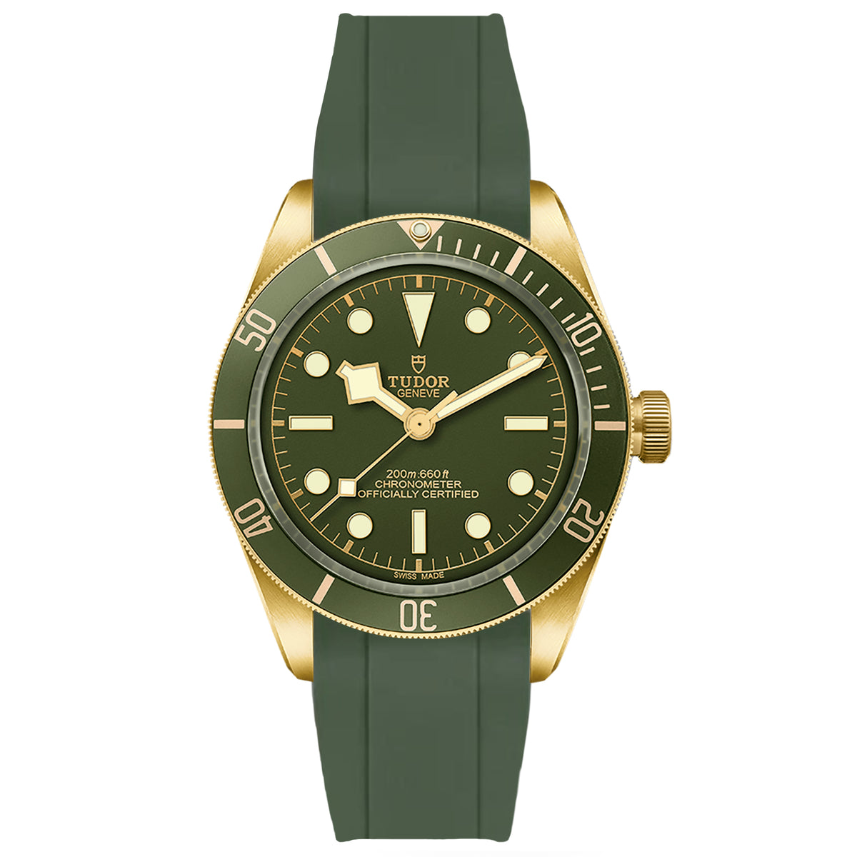 Army Green Curved End Rubber Watch Strap Tudor BB58 20mm