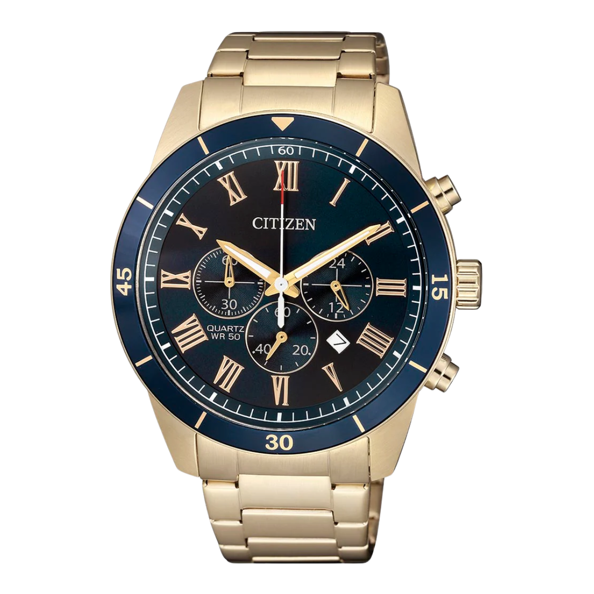 Citizen AN8169-58L Quartz Chronograph: Sporty Blue Dial Steel