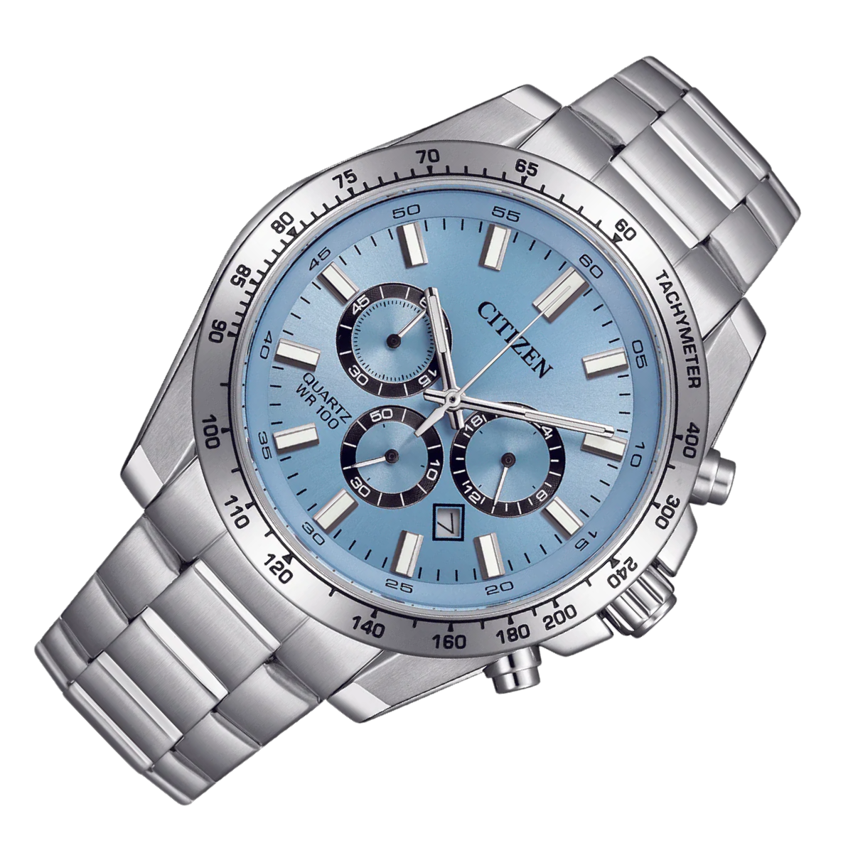 Citizen AN8230-59L Quartz Chronograph: Sporty Blue Dial Steel