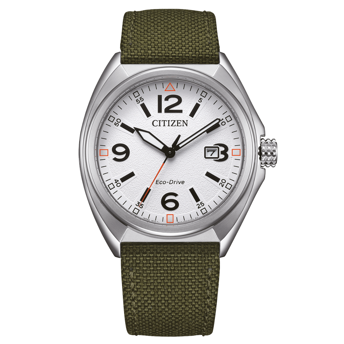 Citizen AW1571-09A Eco-Drive Sports Military: White Dial Green Nylon