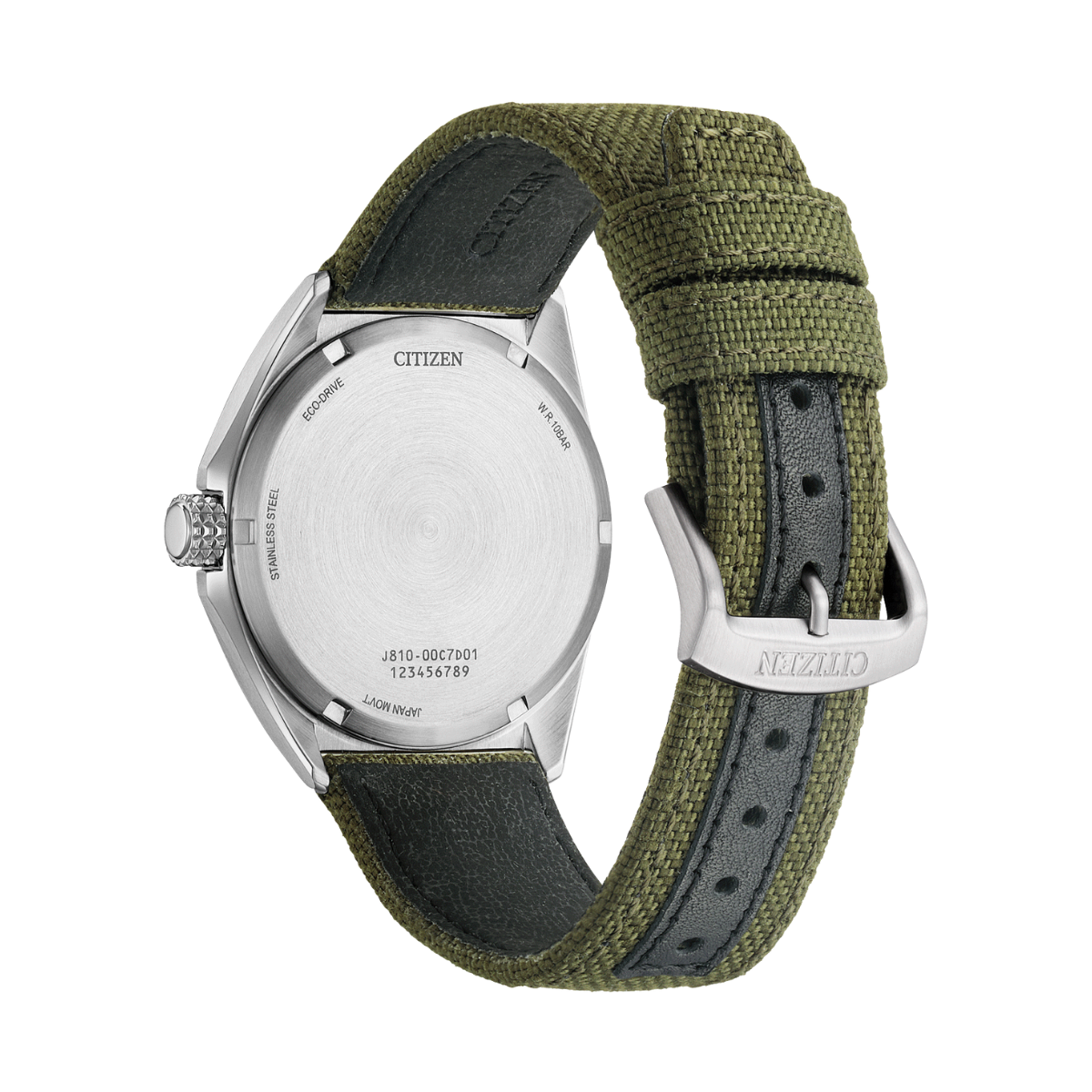 Citizen AW1571-09A Eco-Drive Sports Military: White Dial Green Nylon