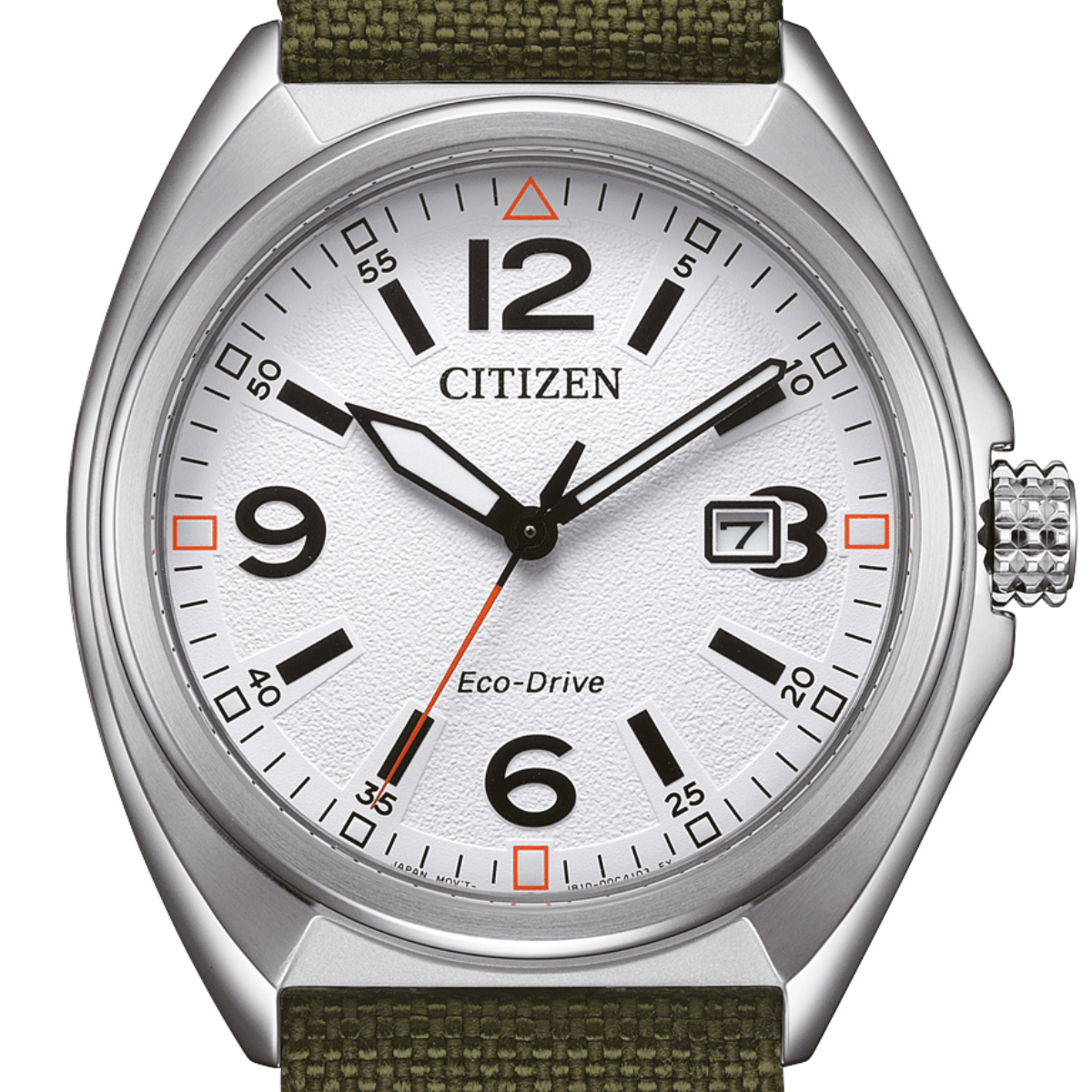 Citizen AW1571-09A Eco-Drive Sports Military: White Dial Green Nylon