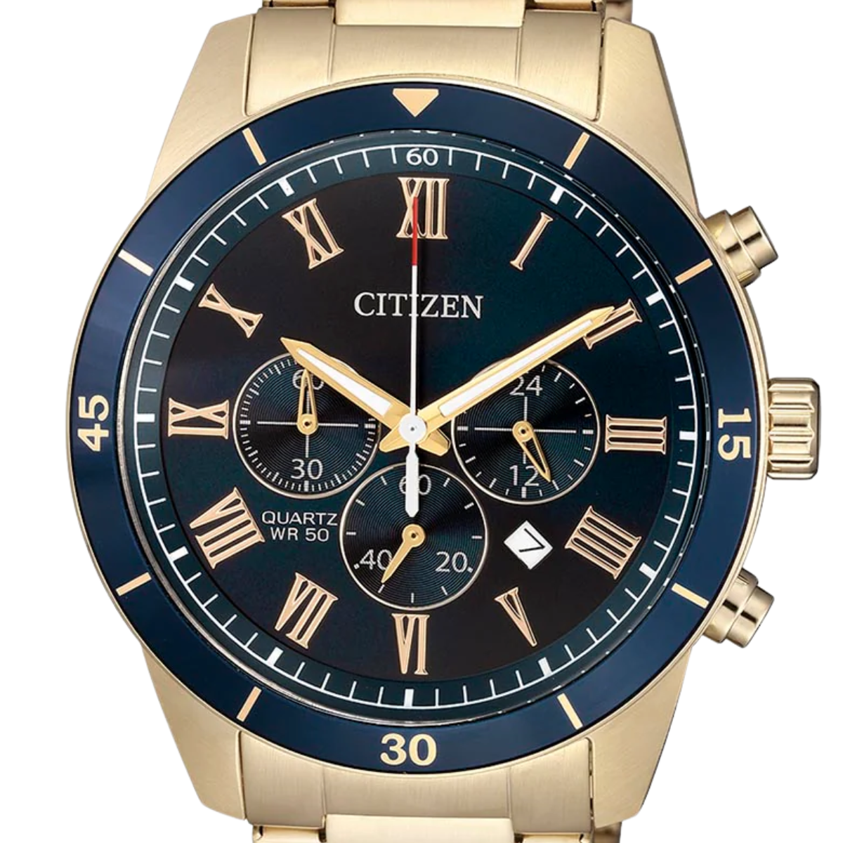 Citizen AN8169-58L Quartz Chronograph: Sporty Blue Dial Steel