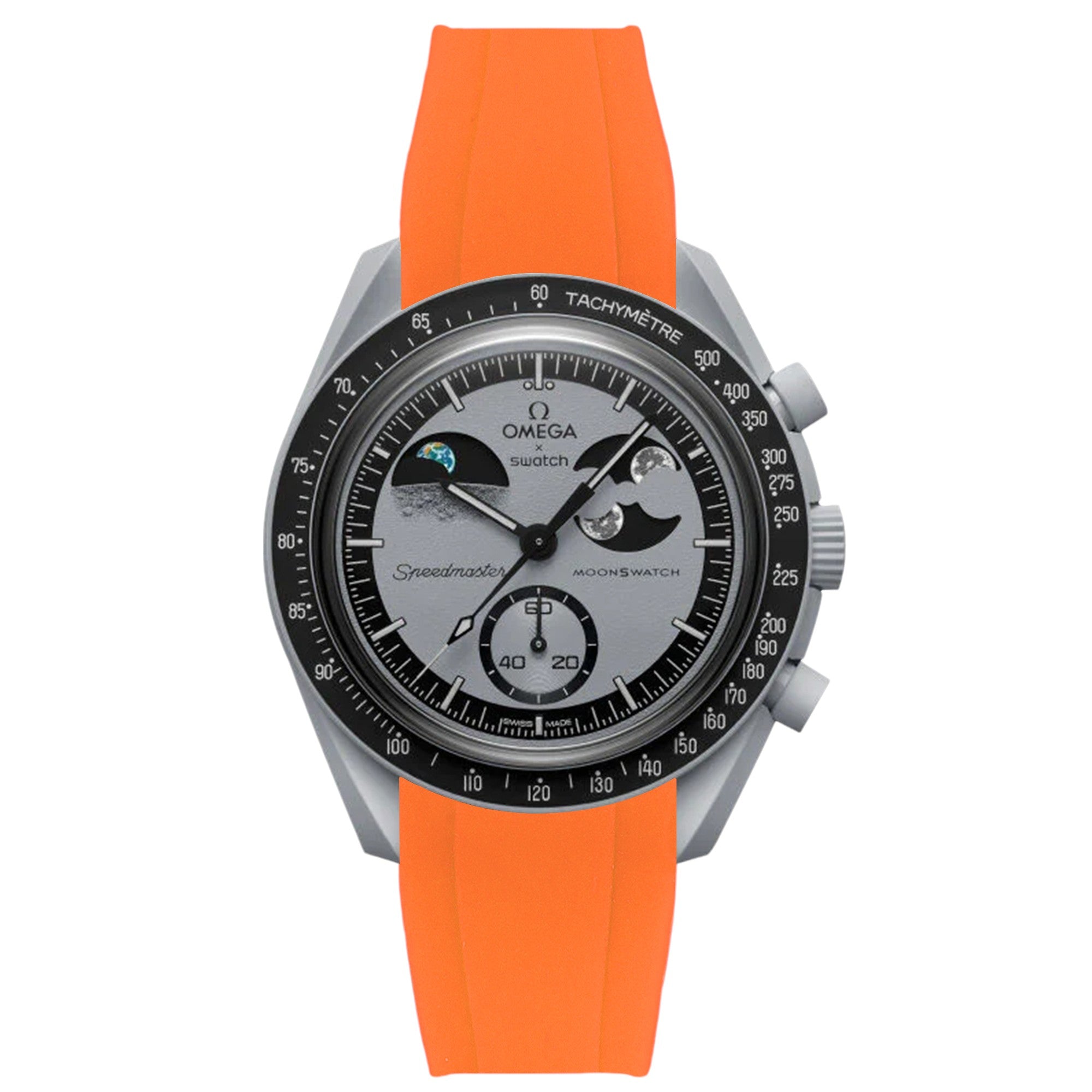 Swatch MoonSwatch ラバーベルト BLACK/ORANGE Straps for MISSION ON EARTH - LAVA—Bioceramic MoonSwatch