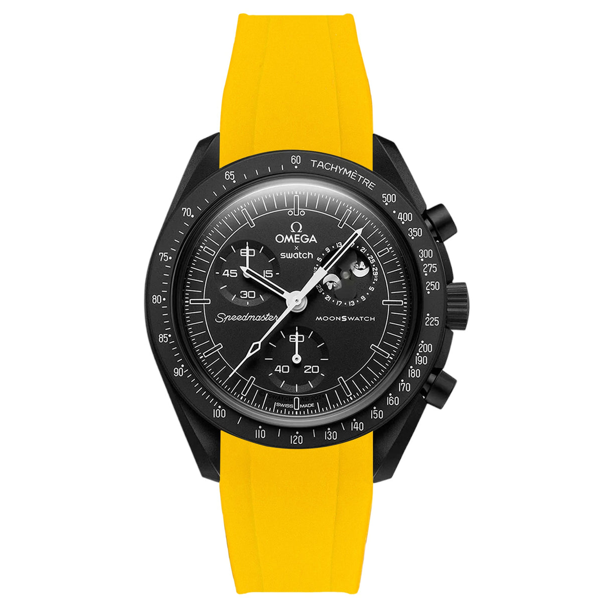 Swatch Yellow Omega Watch Yellow Curved End Rubber Watch Bands