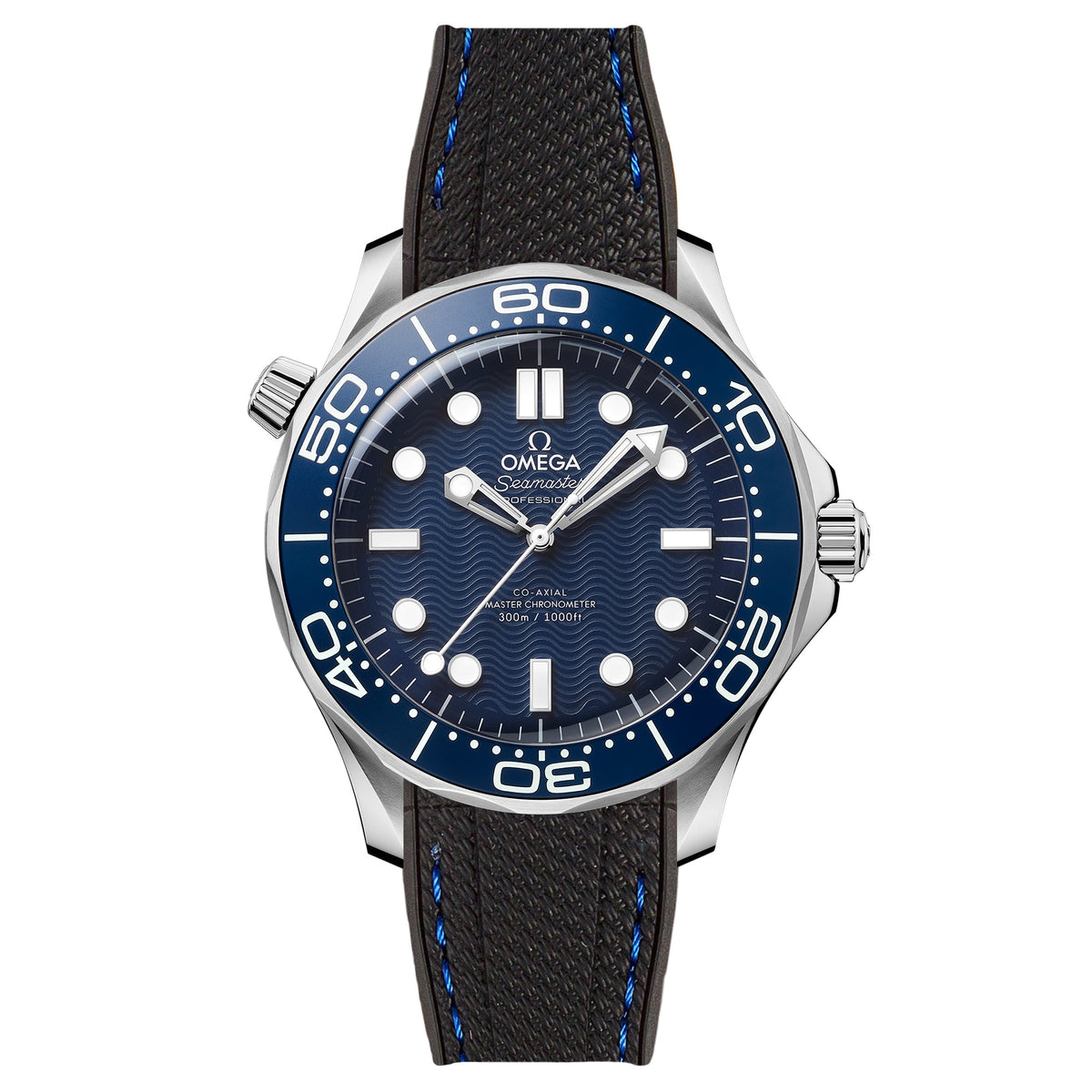 Blue Rubber Omega Seamaster Diver 300m Black Rubber Strap James