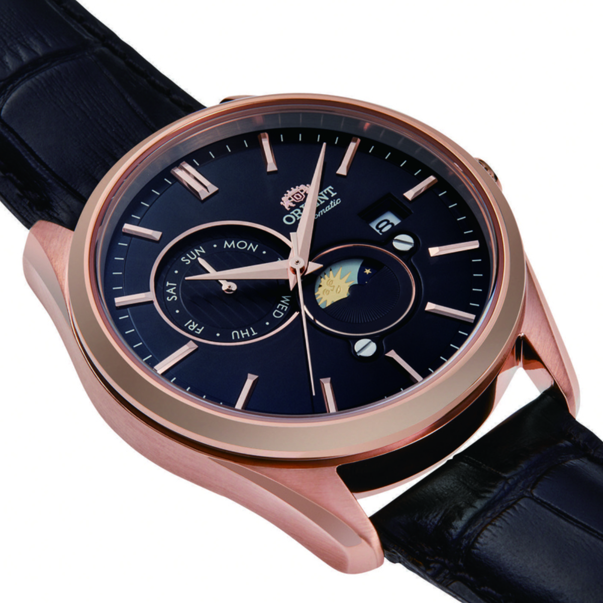 Orient RA-AK0309B Contemporary Sun & Moon Automatic Leather Mens Watch