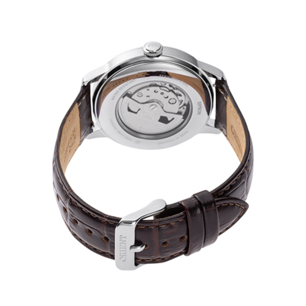 Orient RA-AK0805E Bambino Sun & Moon Automatic Green Dial Leather Watch